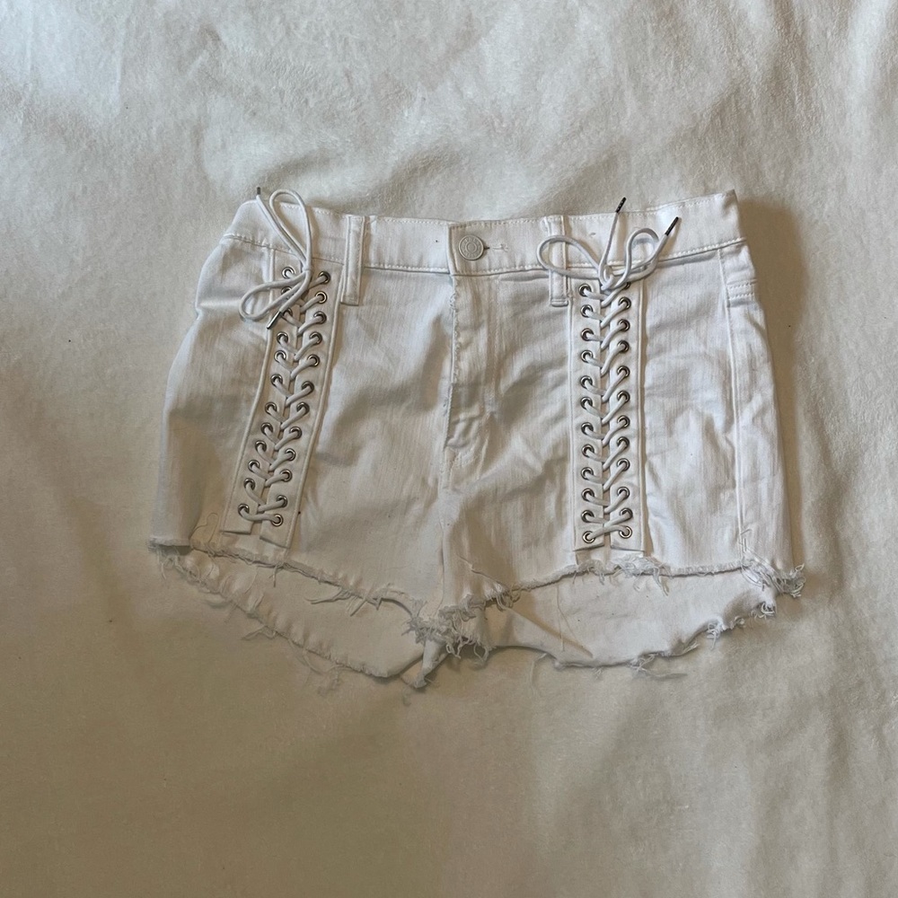 White jean shorts